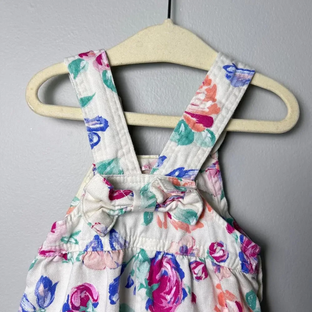 Vintage OshKosh B'Gosh Floral Overalls Made in USA size 6-9 Months Baby Girl